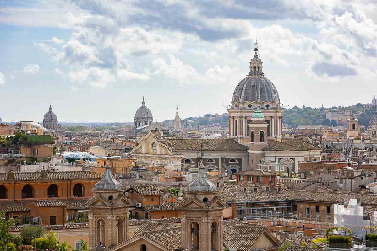 The view of the roman skyline from the Pincio panoramic outlook