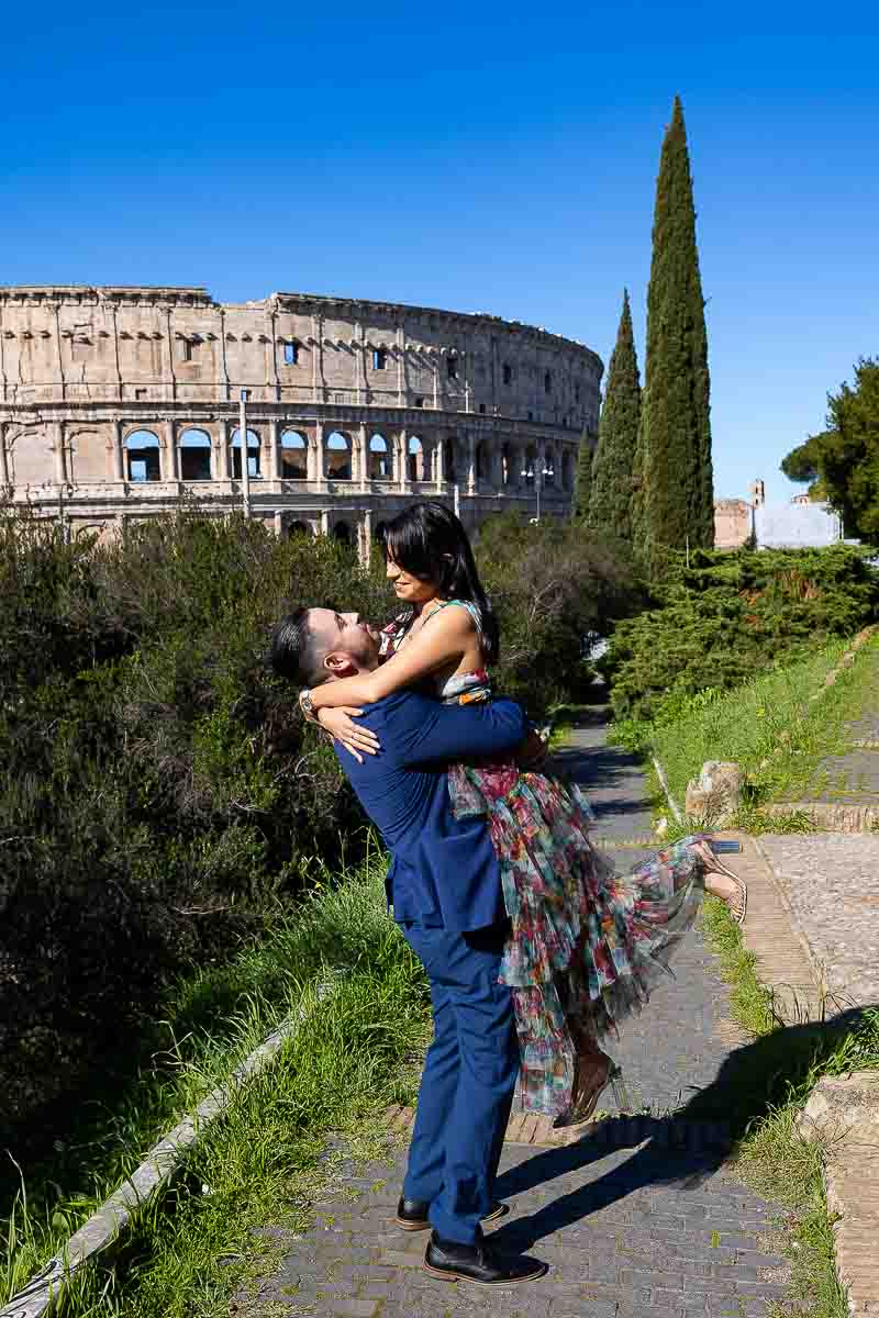 Engagement photos after being proposed to Colosseum