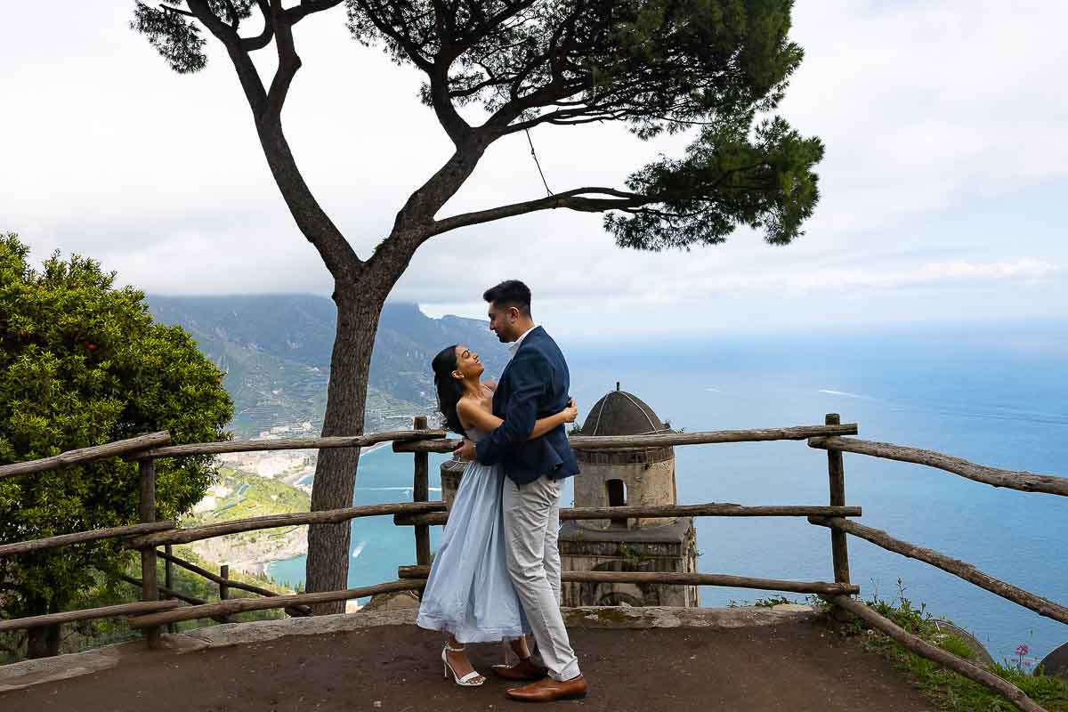 Together enjoying the view after a romantic Ravello Engagement Photos and Video