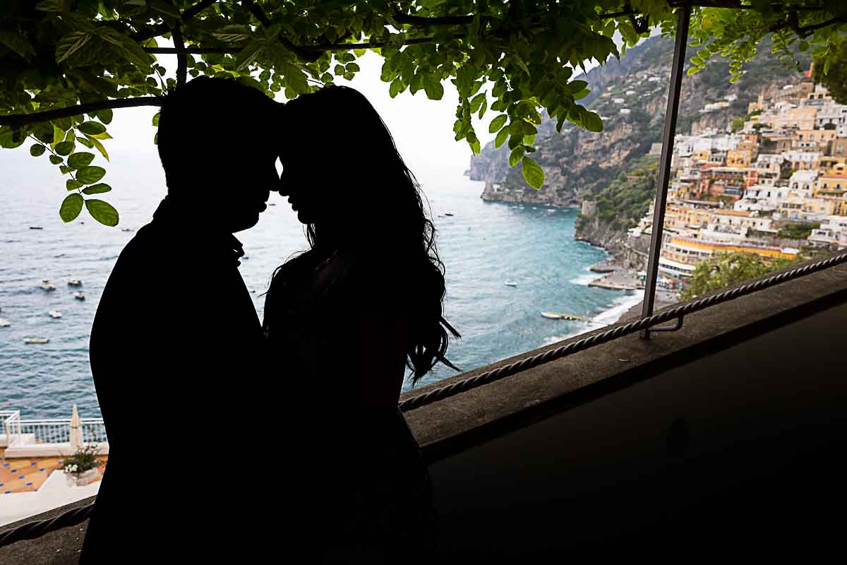 Silhouette couple posing together during an appointment with a photographer