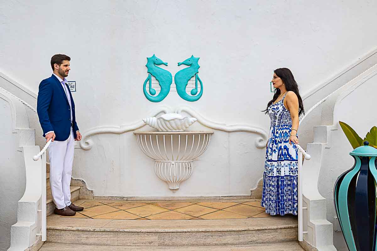 Luxury engagement photos taken in an exclusive venue