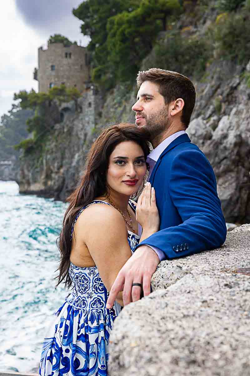 Final close up image of Positano Couples Photoshoot with the saracen tower in the background