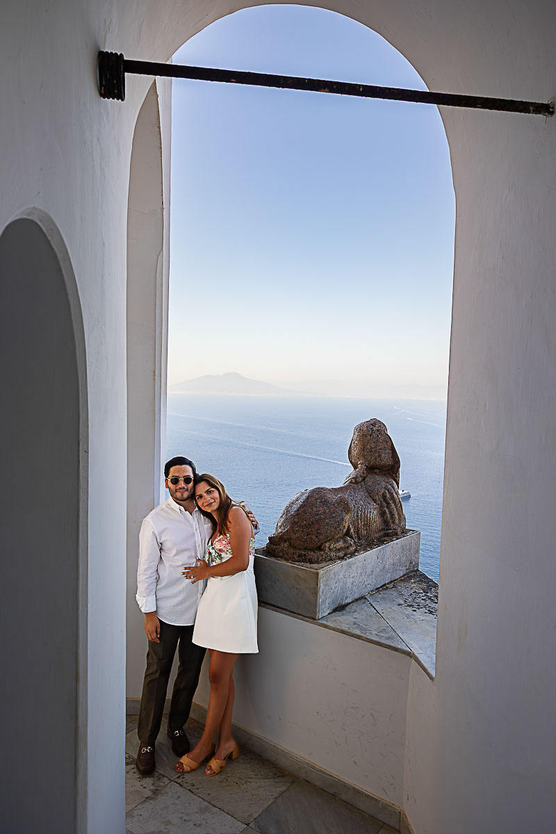 Sphinx statue found in the estate used as a backdrop to the photography in Capri