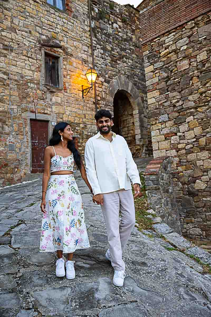 Walking in Panzano in Chianti old village in the rural tuscan part of town
