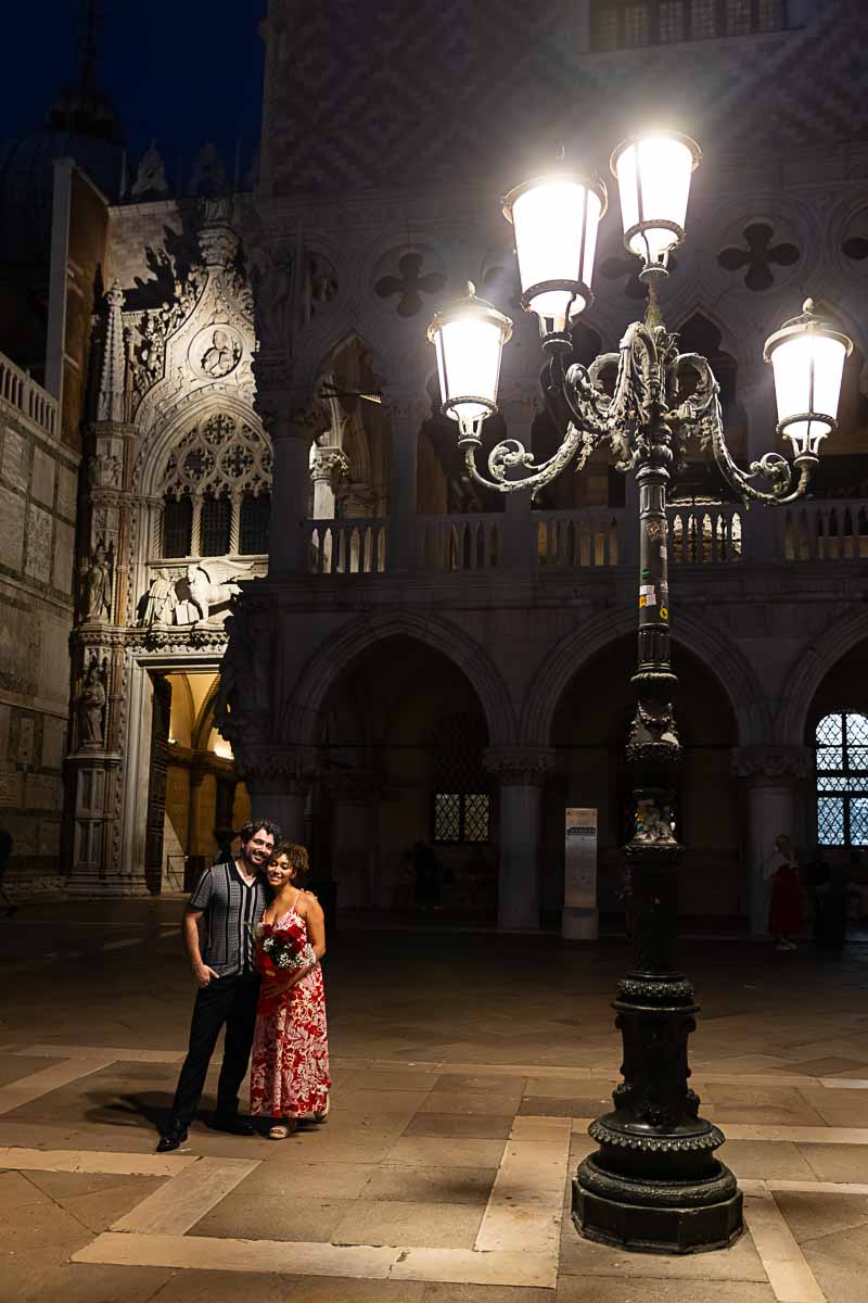 Street light photography under in the main square of S. Marco