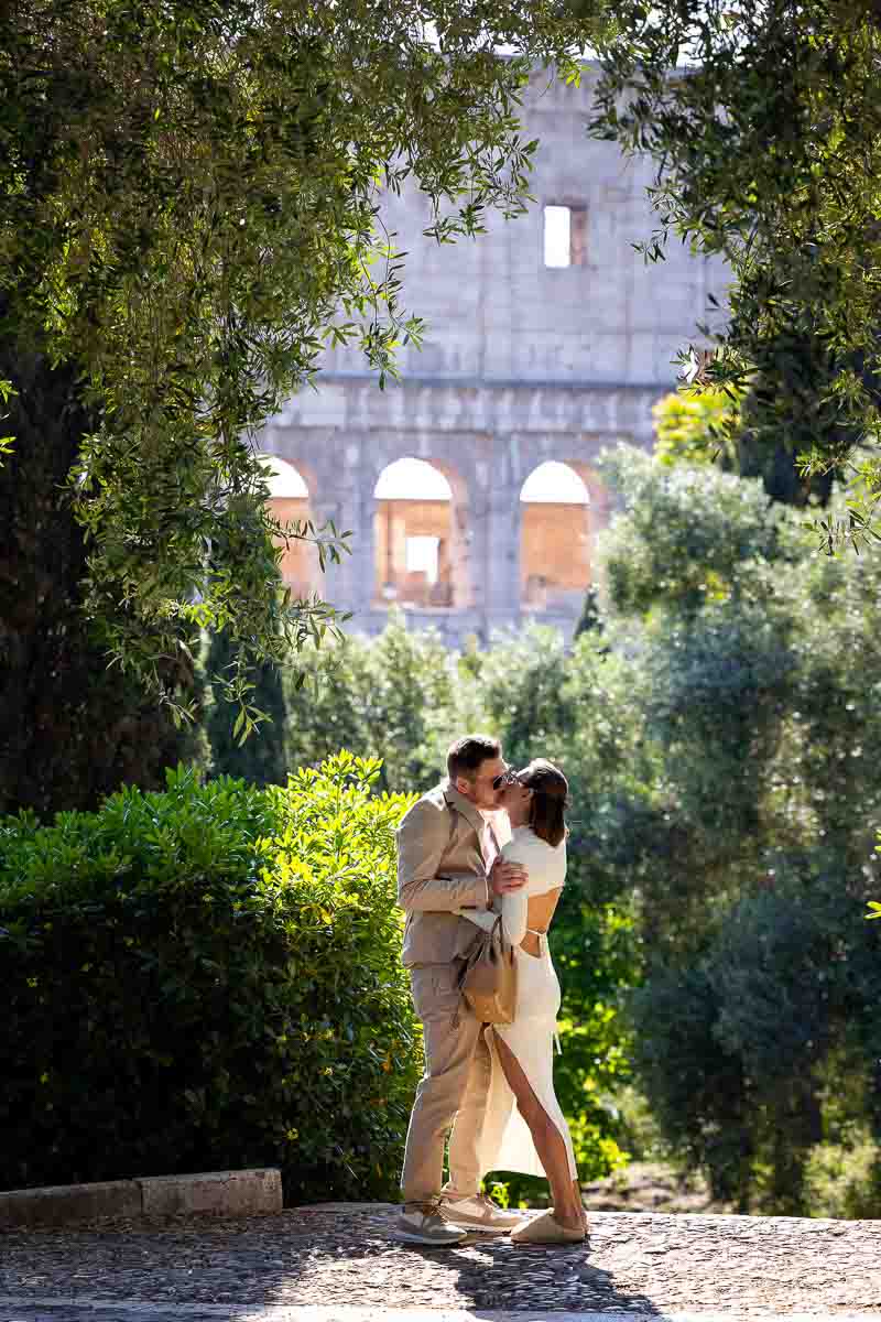 Just engaged in front of the Colosseum in the eternal roman city 