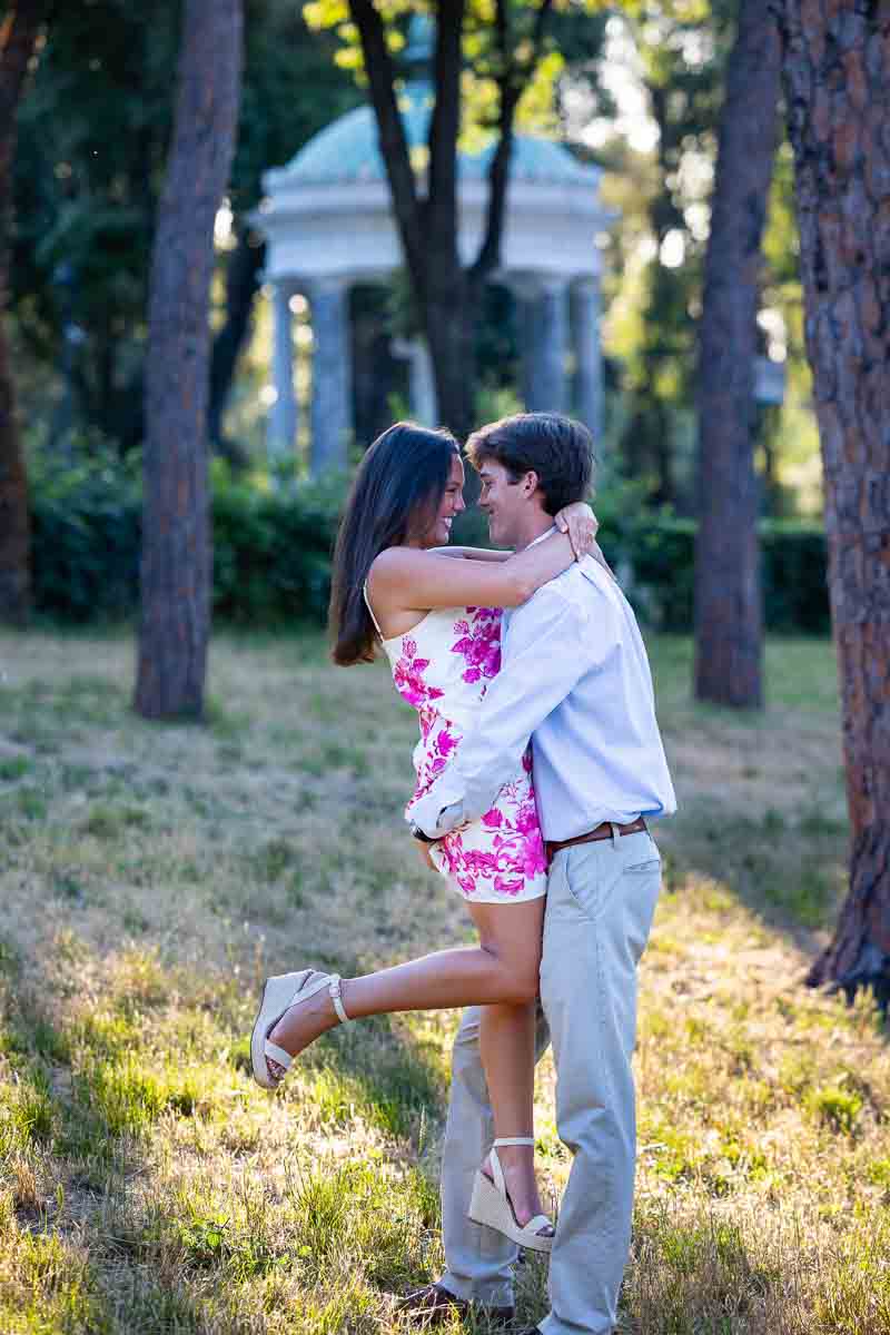 side portrait photography session posed in the greenery of the park