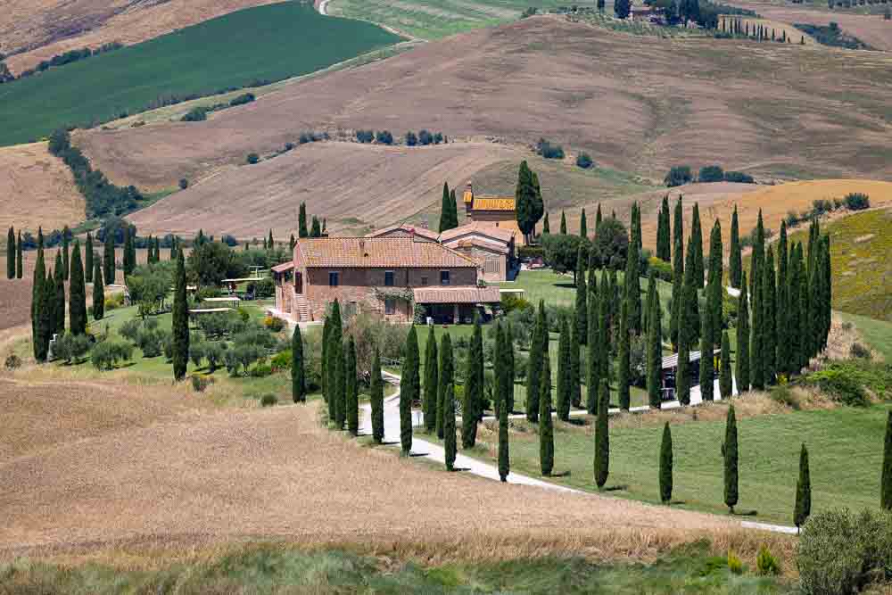 typical tuscan country scenic view cypress lined road 