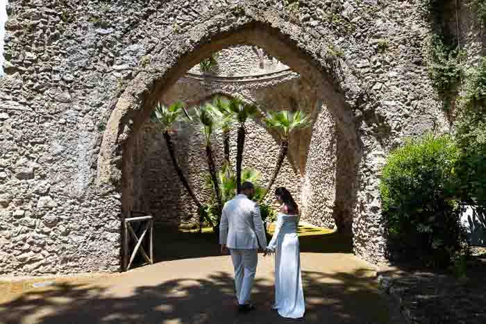 Final picture set walking in the ancient gardens while holding hands