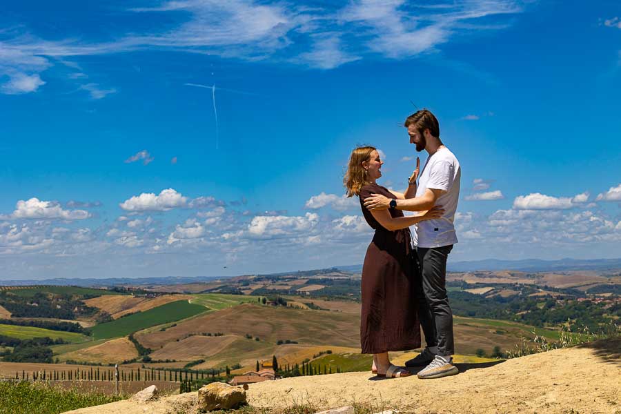 Photoshoot up on a hill overlooking the tuscan region at a sweeping 360 degree view 
